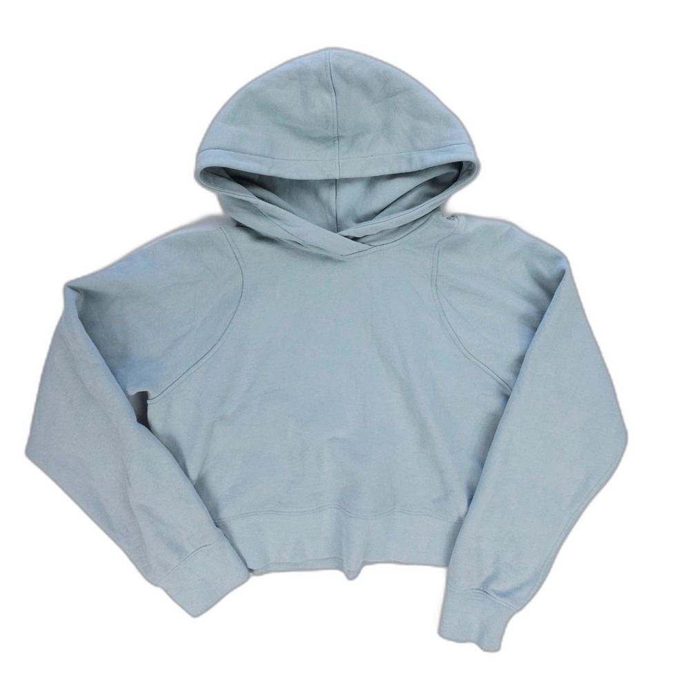 LULULEMON Loungeful Cropped Hoodie Silver Blue Fleece Sweatshirt Athleisure Yoga